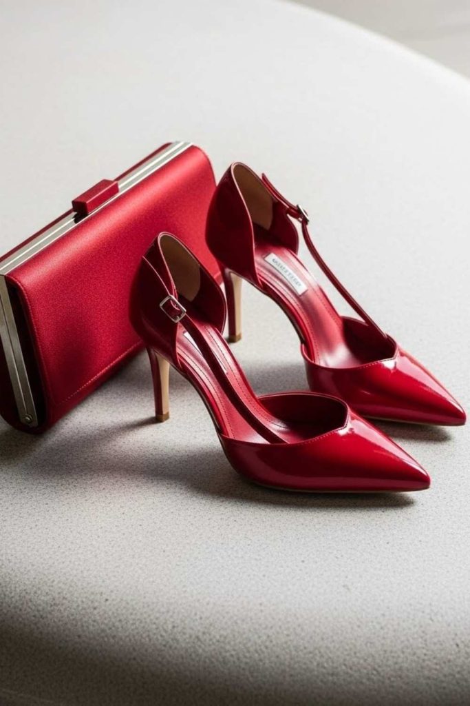 Red Heels with a Red Clutch
