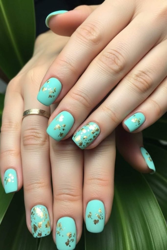 Refreshing Mint Matte with Gold Accents