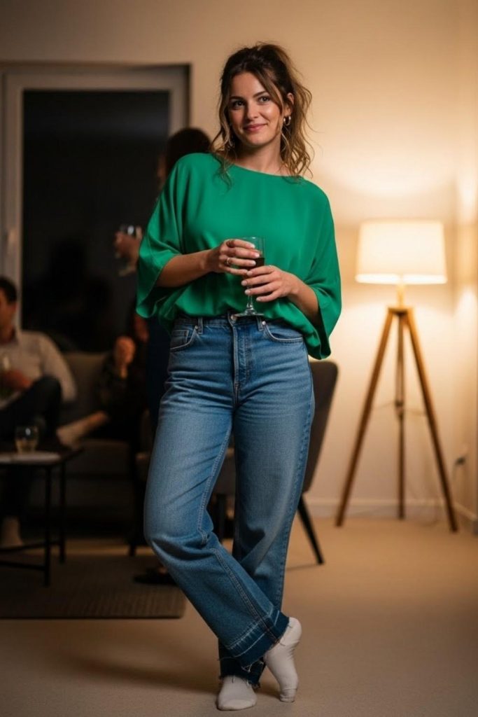 Relaxed Jeans with a Statement Top