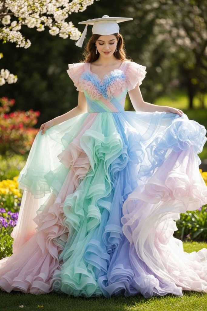 Ruffled Spring Graduation Dress