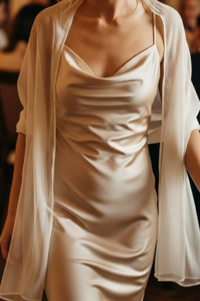 Satin Slip Dress with Soft Layering