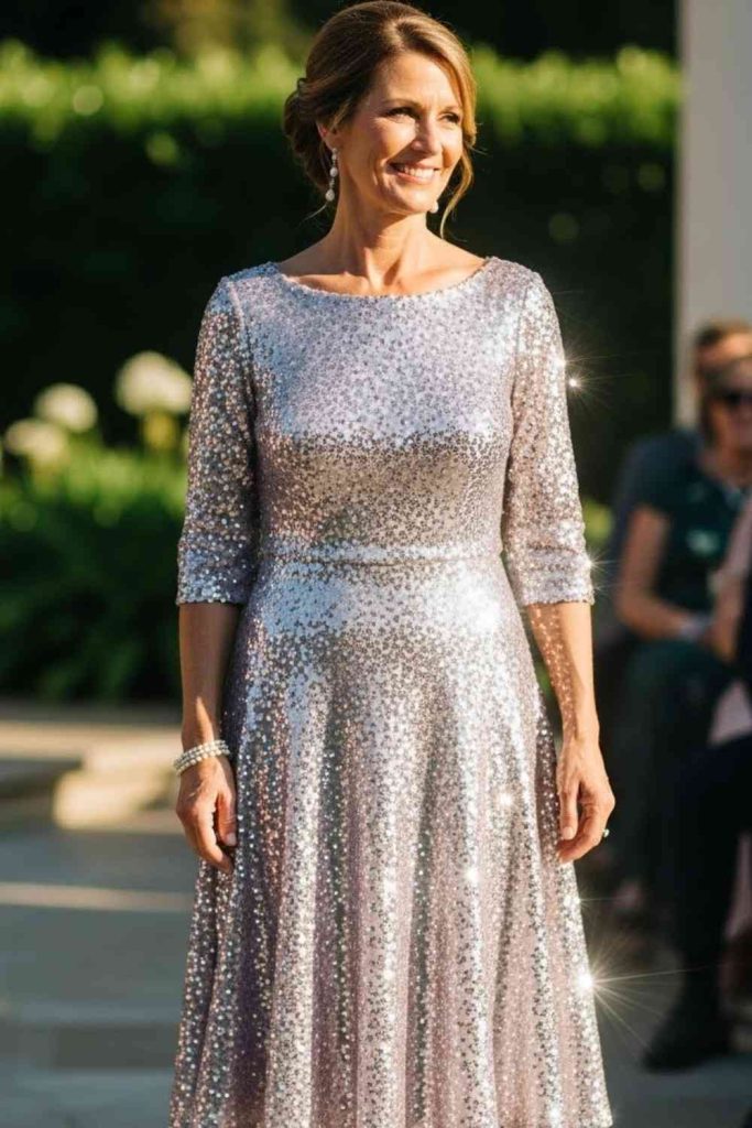 Sequin Tea-Length Dress