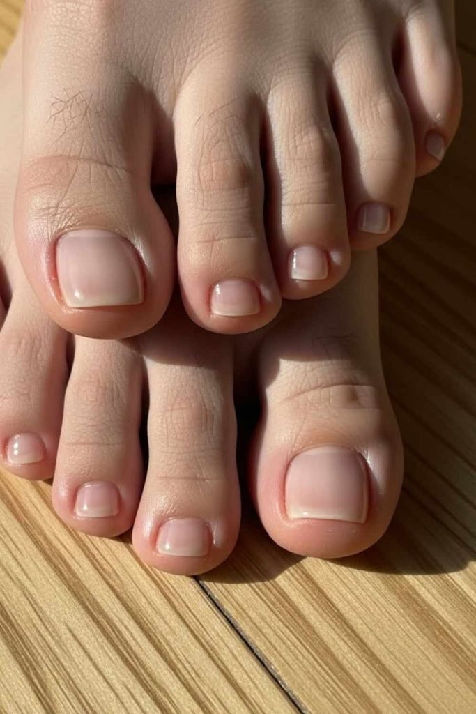 Sheer Pink Minimal Toe Nails