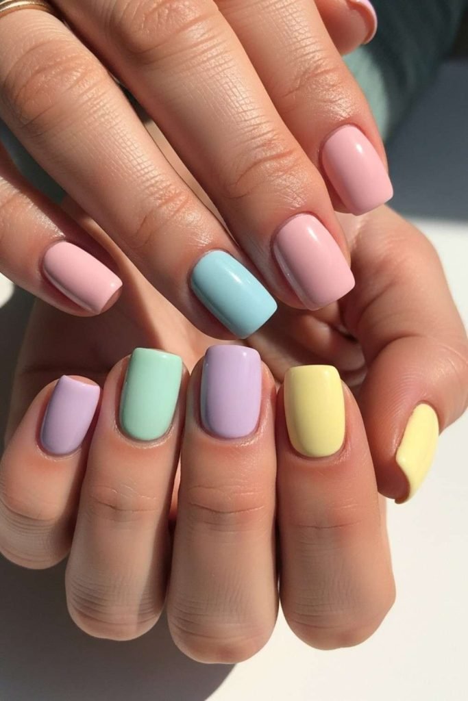Short Pastel Spring Nails