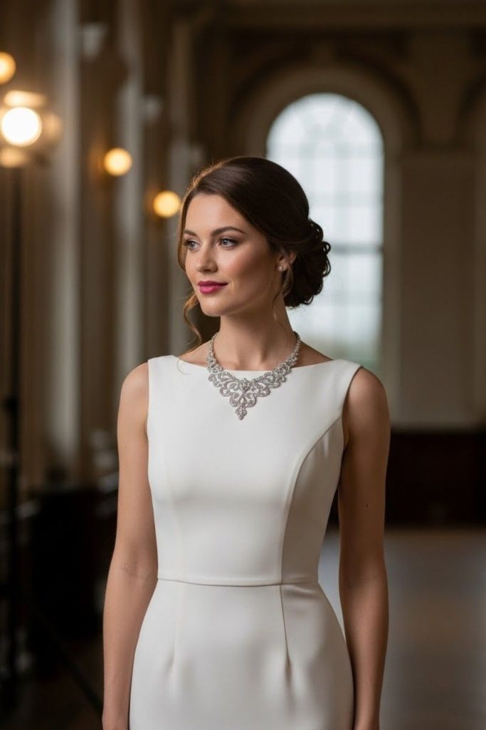 Simple Column Dress with Statement Accessory