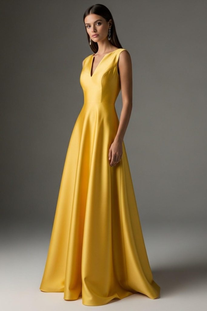 Simple Solid-Color Gown