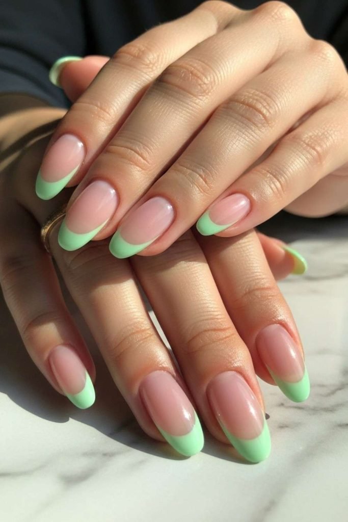 Soft Green French Tips