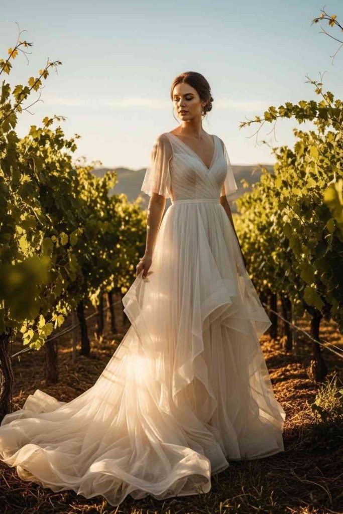  Soft Tulle Empire Waist Gown