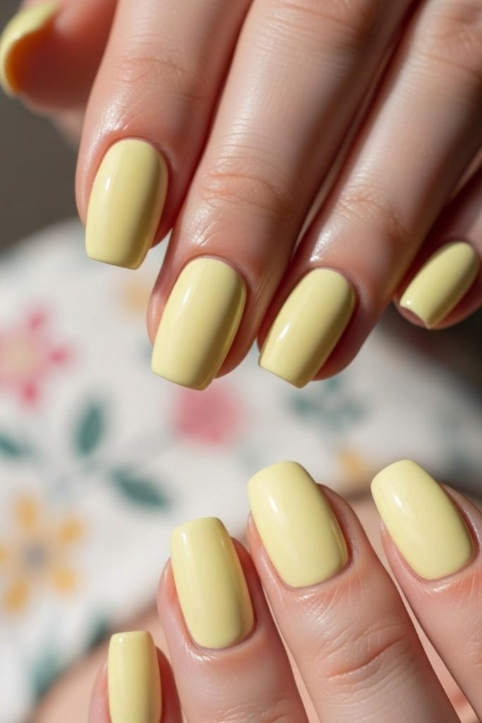 Soft Yellow Spring Nails