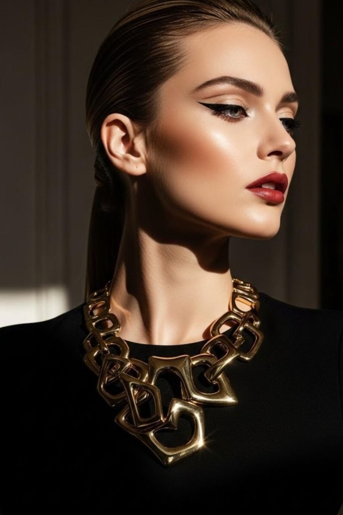 Statement Jewelry With Simple Black Look