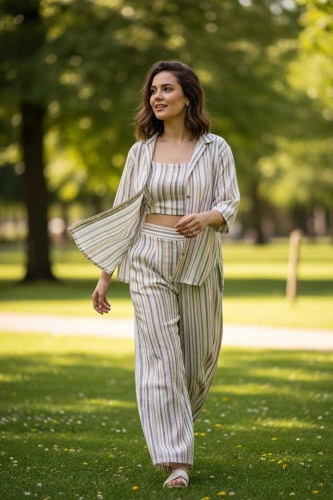 Striped Printed Co Ord Set for Everyday Wear