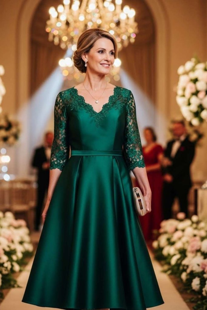 Tea-Length Dress With Flared Skirt