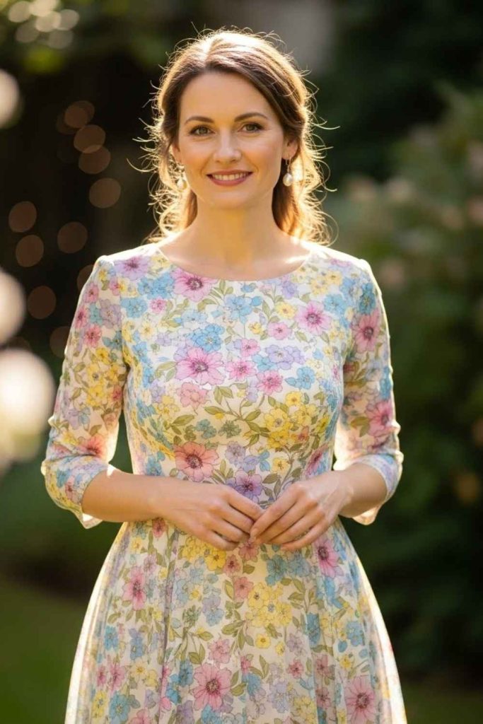 Tea-Length Floral Dress