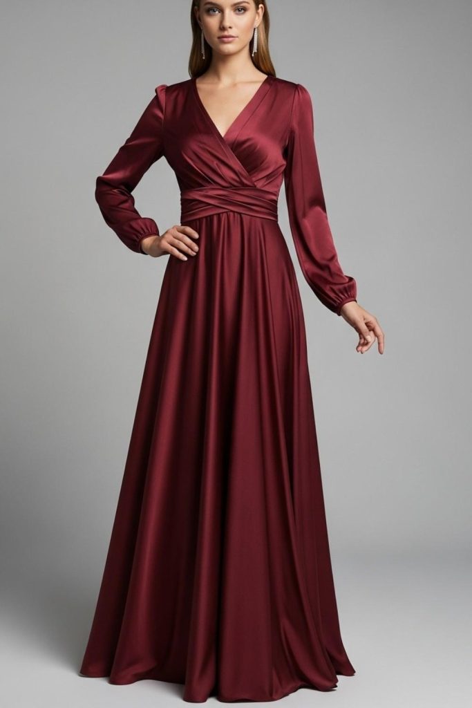 Wrap-Style Long Gown