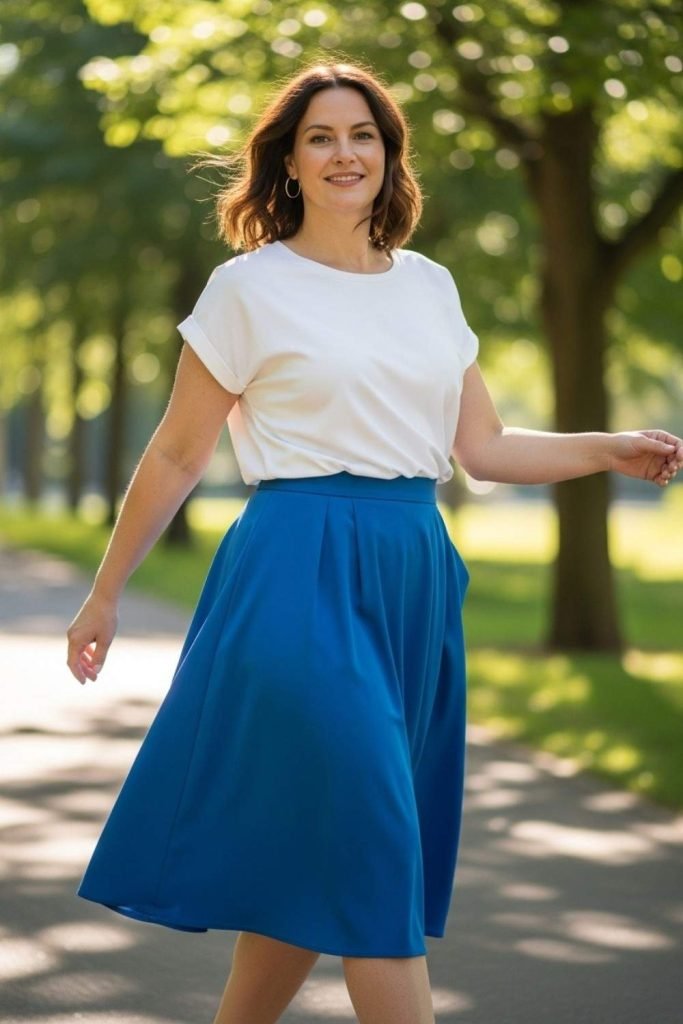 A-Line Skirt with Casual Top