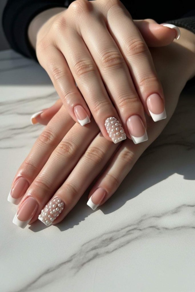 Accent Pearl French Nails