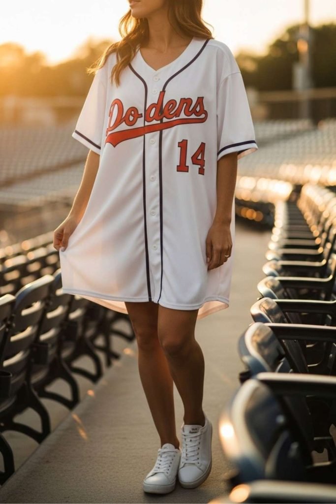 Baseball Jersey Dress + Sneakers