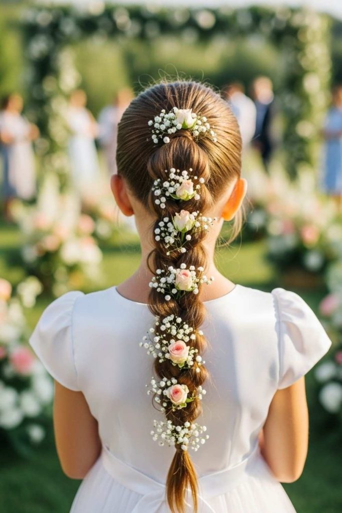 Braided Ponytail with Flowers