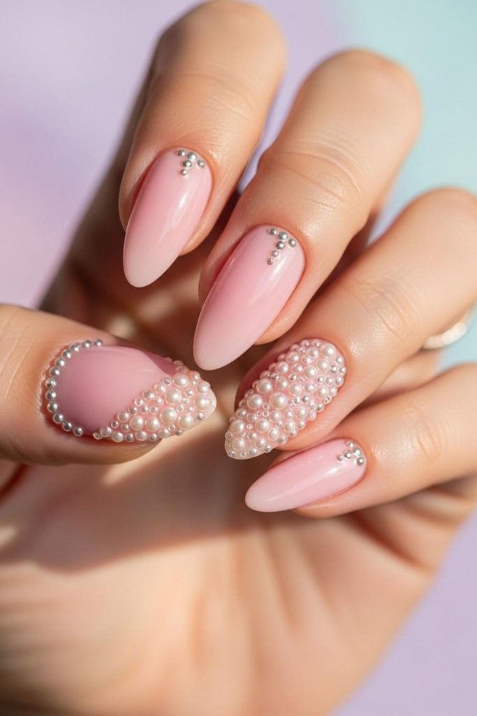 Classic Pink with Single Pearl Accent