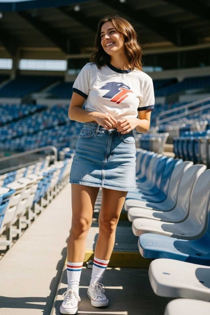 Denim Skirt + Team Tee