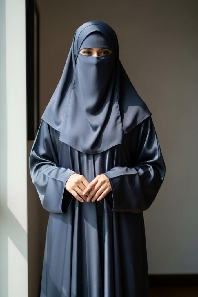 Elegant Satin Abaya with Matching Niqab