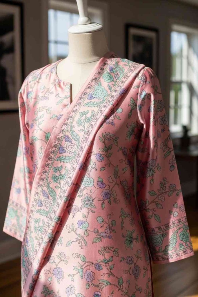 Floral Printed Silk Kurti