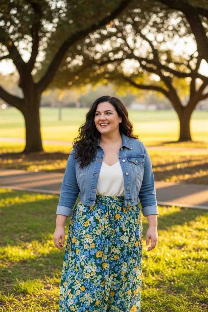 Flowy Maxi Skirt with Cropped Jacket
