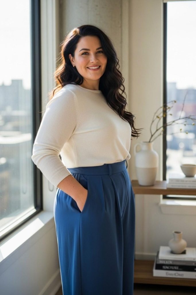 High-Waisted Wide-Leg Pants with Fitted Top