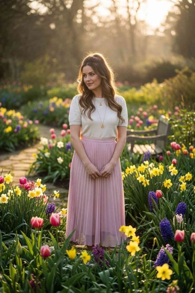  Knit Top with Midi Skirt