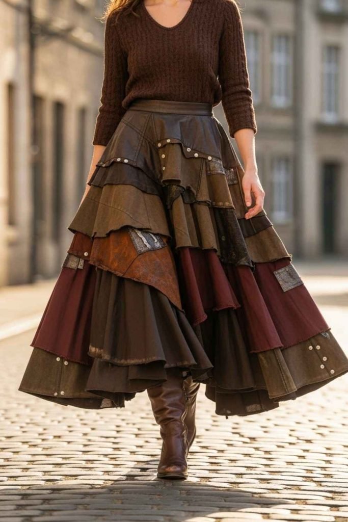 Layered Skirts with Industrial Textures