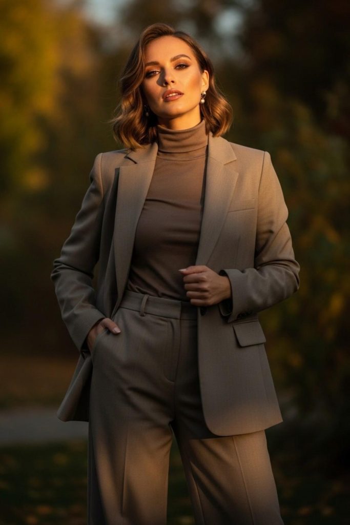 Layered Turtleneck Suit