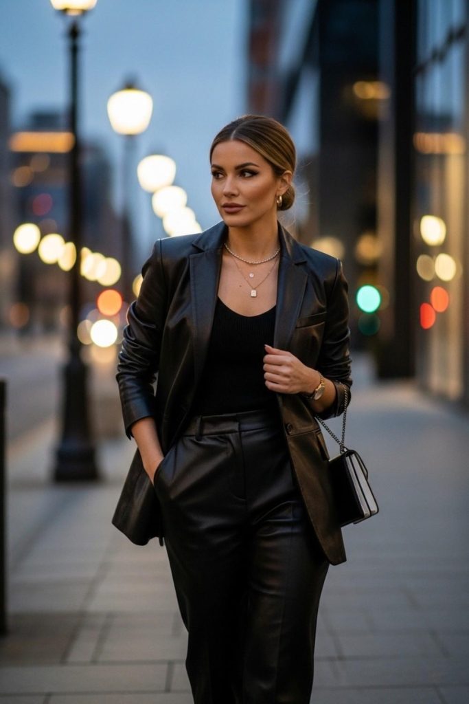  Leather Blazer Suit
