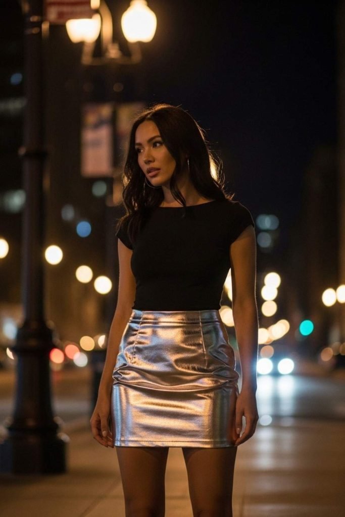 Metallic Skirt Party Combo