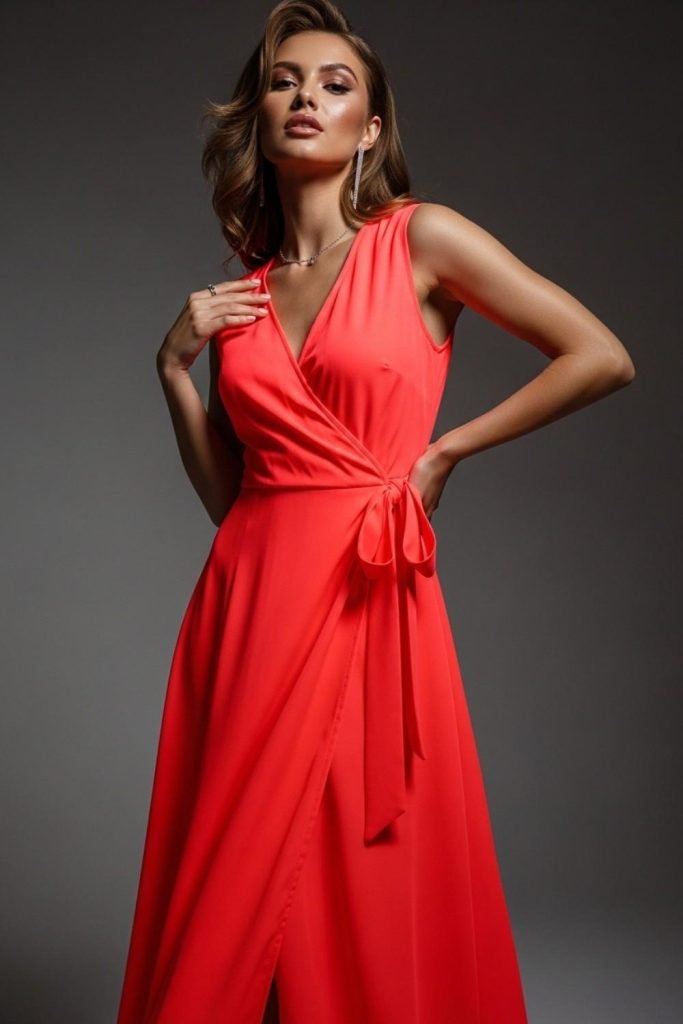 Neon Pink Wrap Dress