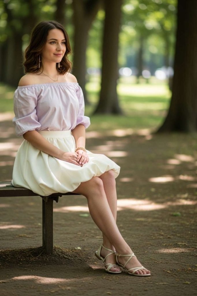 Off-Shoulder Top With Bubble Skirt