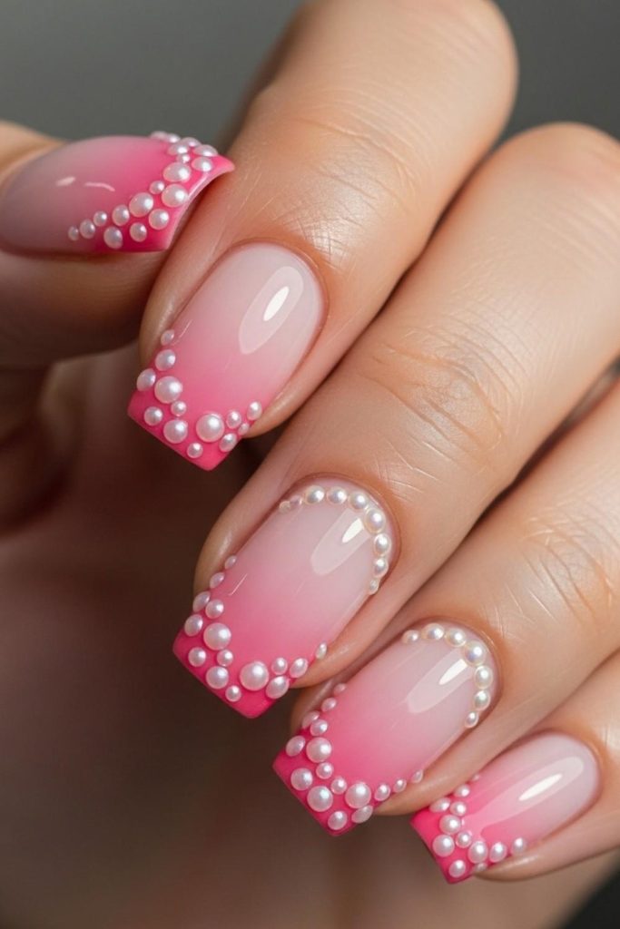 Ombre Pink with Pearl Tips