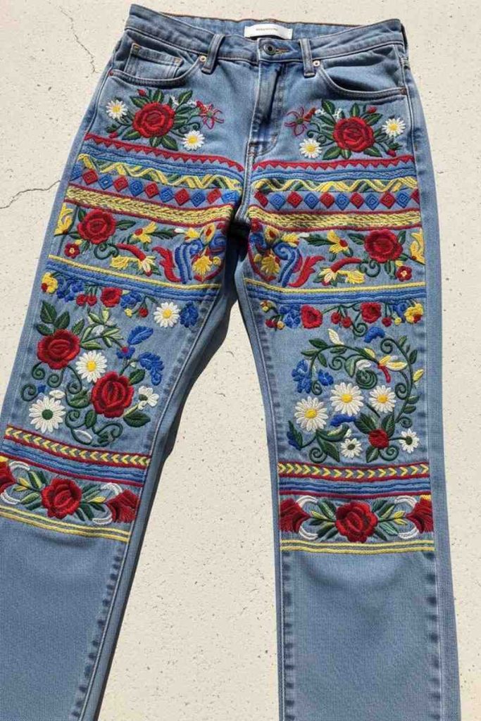 Patchwork Embroidery on Jeans