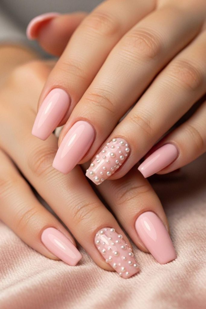 Pearl Accent Nails