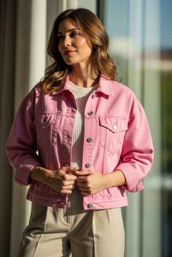 Pink Denim Jacket Layered Look