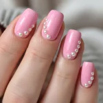 13 Chic Pink Nails Adorned With Pearls You’ll Love