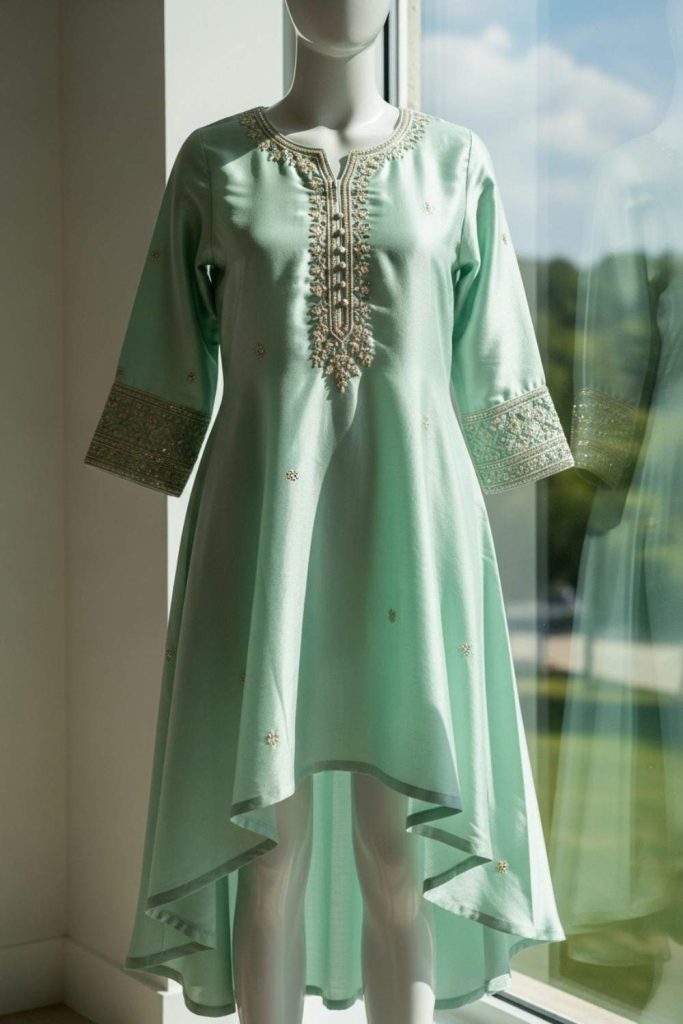 Silk Kurti with High-Low Hem