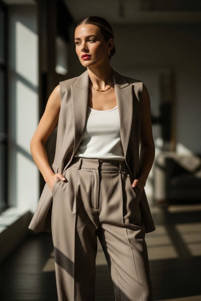 Sleeveless Blazer Suit