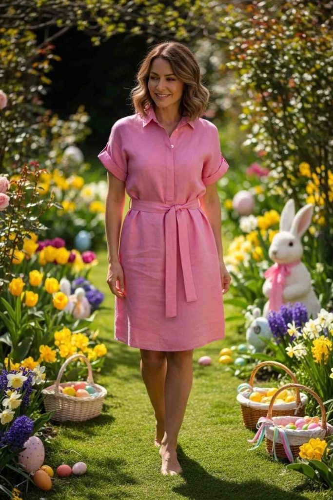 Soft Pink Shirt Dress