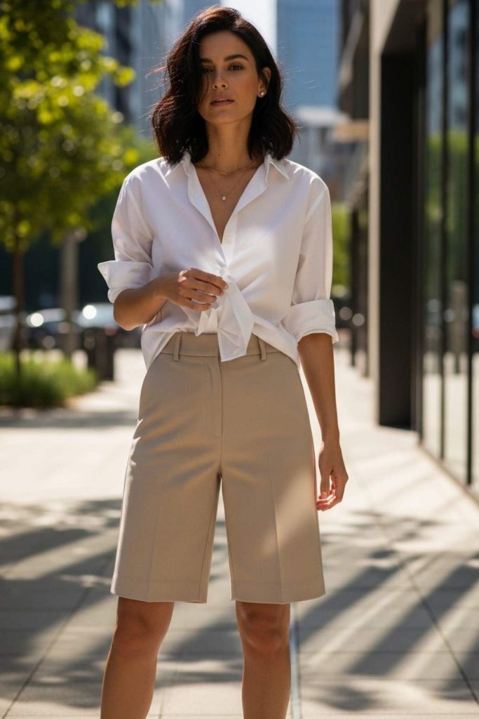 Tailored Shorts + White Button-Down