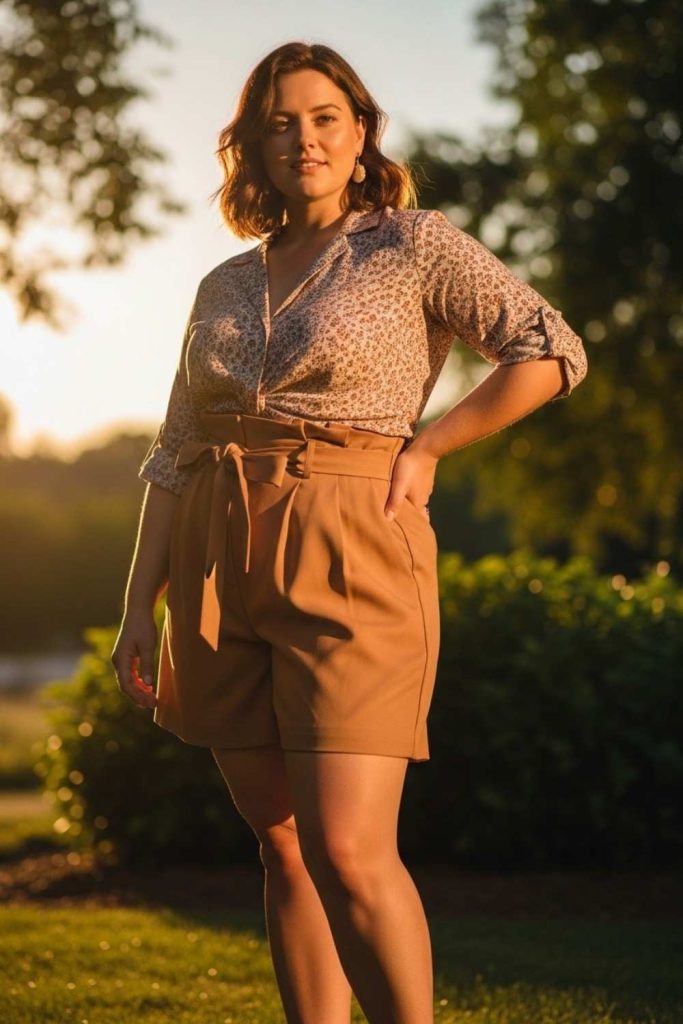 Tailored Shorts with a Soft Blouse