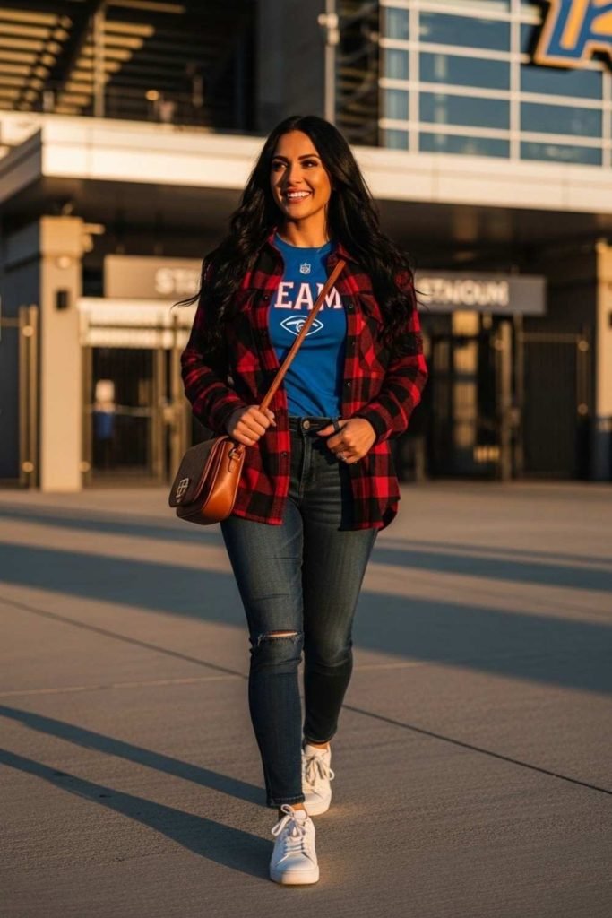 Team Tee + Plaid Shirt