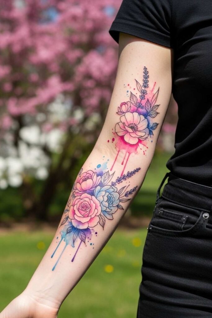 Artistic Watercolor Floral Sleeve