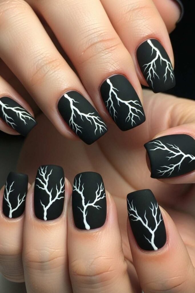 Black with Tiny White Lightning Bolts