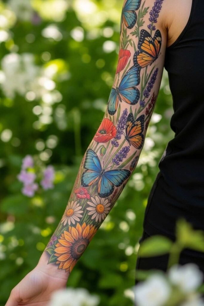 Butterfly and Wildflower Sleeve