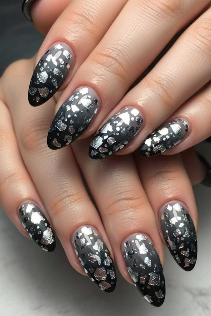 Charcoal Ombre with Silver Flakes